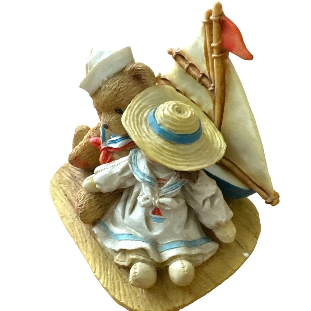 VINTAGE ~ Cherished Teddies ~ ZACHARY ~ Bear with Sail Boat Figurine